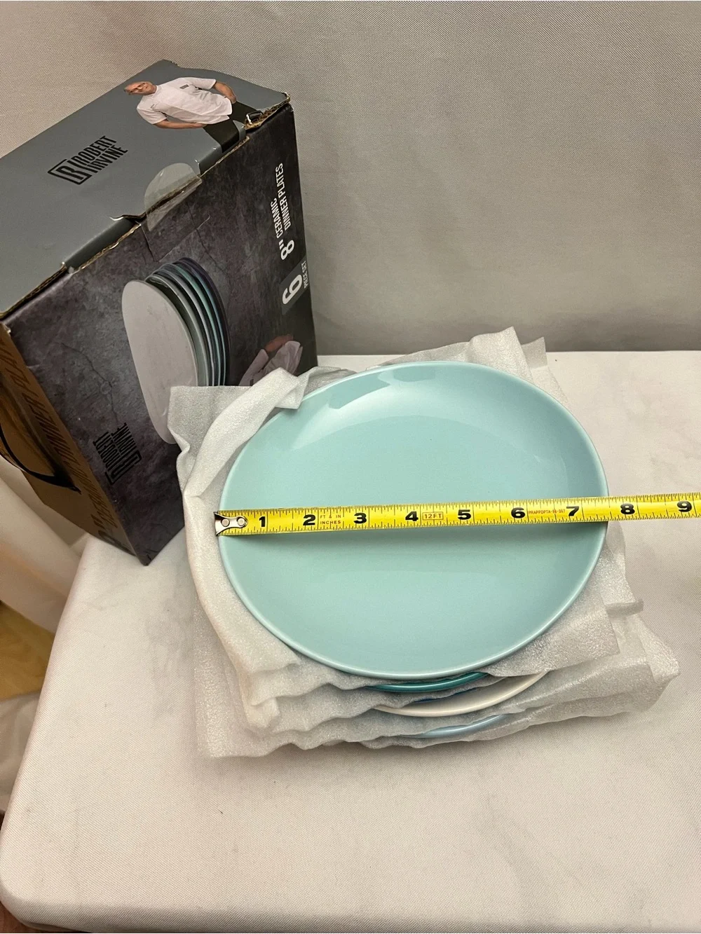 Robert Irvine 6 Piece 8” Ceramic Dinner Plates Multicolor Blue Green Set